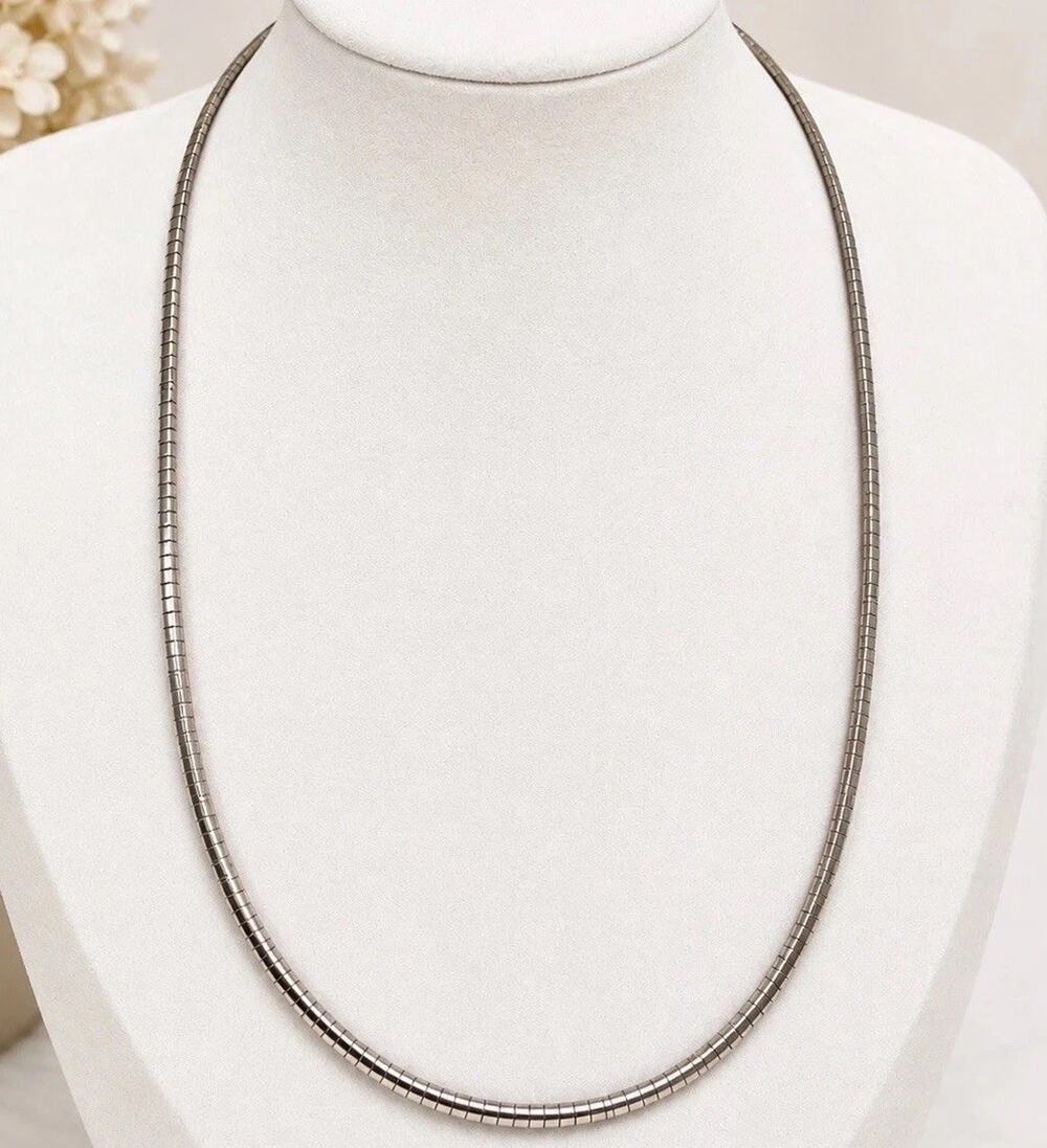 Vintage Italian Sterling Silver Omega Snake Chain Necklace 925 Italy 17-19” 23g
